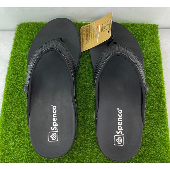 New Spenco Womens Shoreline Snake Sandals Size 6.5B Black Flip Flops Orthotic Su - Picture 7 of 10
